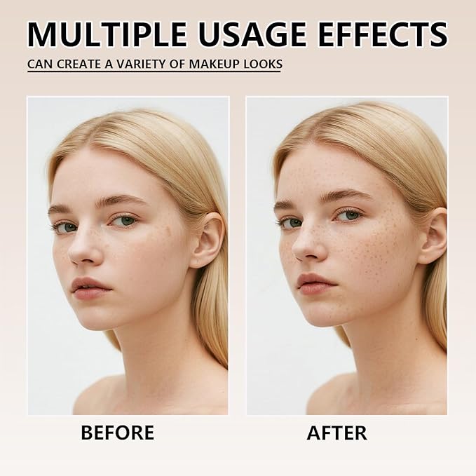 Freckle Stamp Pen, Waterproof Fake Freckles Makeup Tool, Upgrade Liquid Faux Freckles Pen, Quick-Dry, Long-Lasting, Lifelike, Natural Sunkissed Makeup, with Multi-Prong Precision Stamp Head (Medium)