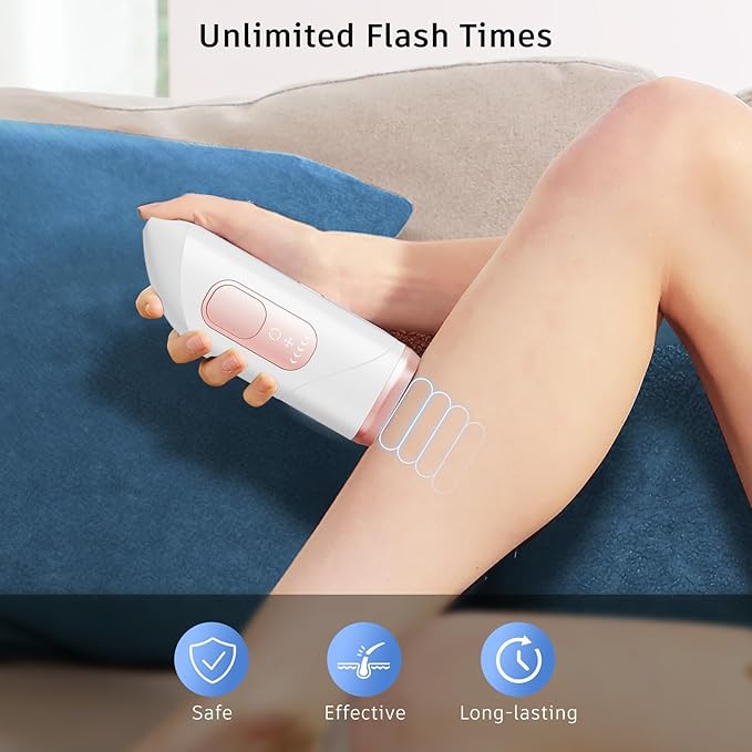 Laser Hair Removal,Laser Hair Removal for Women, 999999 Flashes,Hair Removal Device,ipl laser hair removal for Facial Legs Arms Whole Body Use (White-Rose Gold)