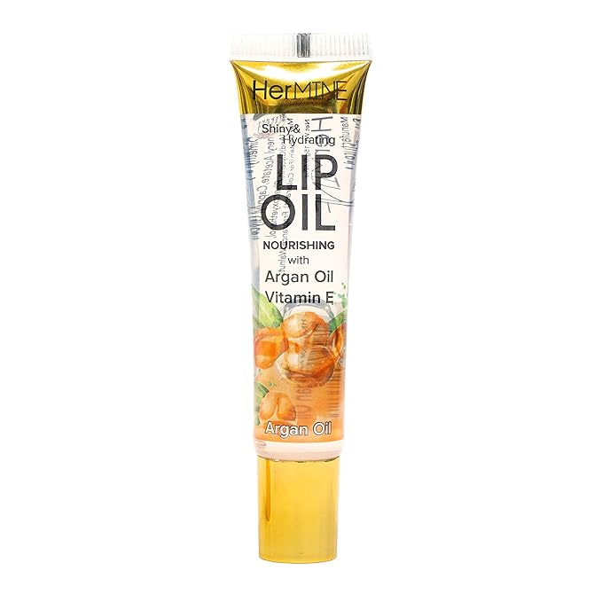 HerMINE Nourishing Lip Oil with Argan Oil & Vitamin E Clear Long Lasting Hydrating Lip Moisturizing Gel 15g / 0.52oz (Argan Oil)