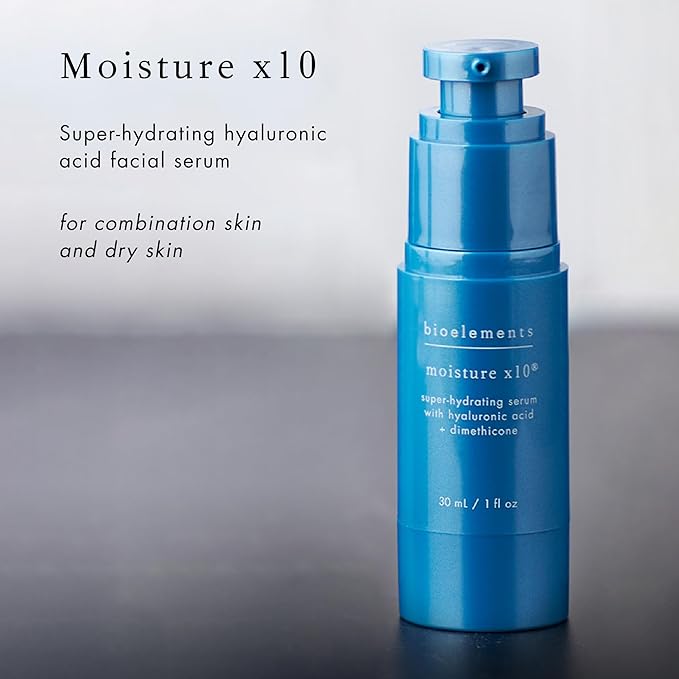 Bioelements Moisture x10 - 1 fl oz - Super-Hydrating Hyaluronic Acid Facial Serum - For Dry & Combination Skin Types - Vegan, Gluten Free - Never Tested on Animals