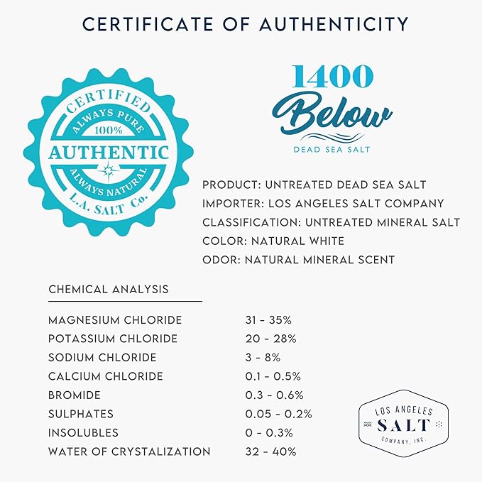 LA Salt Co.'s 100% Pure and Natural Dead Sea Salt Bulk 55 lb bag, Fine Grain