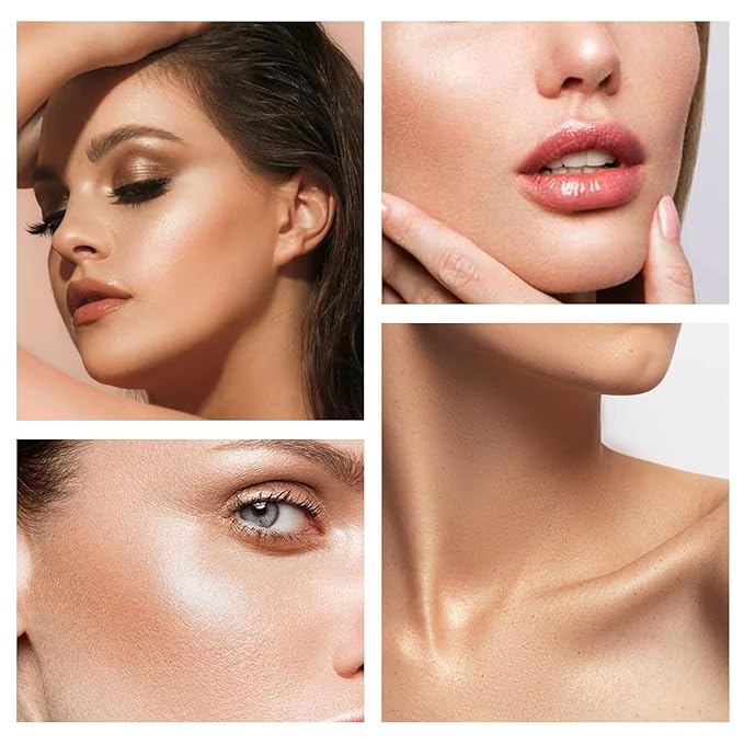 Boobeen Highlighter Makeup Highlighter Palette Powder Shimmer Highlighter Makeup Facial Illuminator Bronzer Palette Waterproof Long Lasting