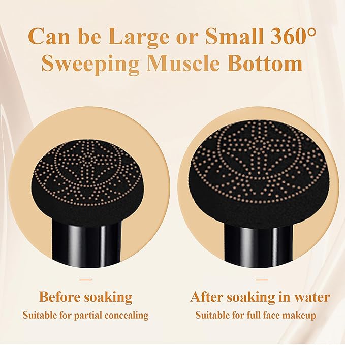 Mushroom Head Air Cushion CC Cream - Oil Control & Moisturizing Concealer Makeup Base, Brighten Long - Lasting Even Color Correcting Concealer Full Coverage for All Skin Types (Buff Beige)