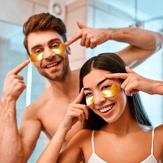30 Pairs Collagen Lip Masks & Under Eye Mask, Gel Crystal Moisturizing Lip Mask, 24K Gold Under Eye Patches for Puffy Eyes, Dark Circle, Reducing Fine Lines, Effectively Nourishes Lip & Eye Skin Care
