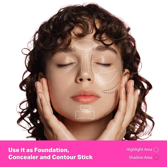 Ruby Kisses Natural Full Coverage 3-In-1 Stick Foundation. Easy to Apply, Hydrating, Lightweight, Long Lasting, Concealer and Contour Stick for Face Makeup (Cognac)