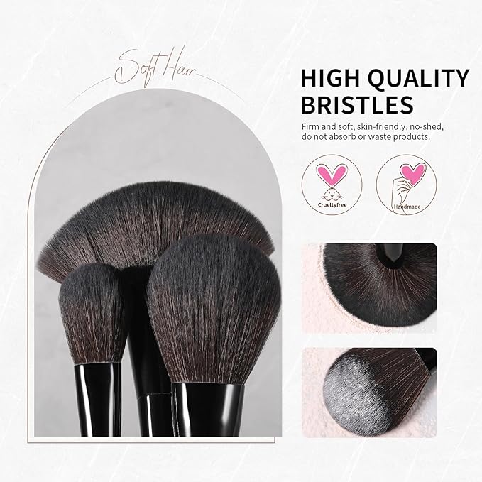 Docolor Makeup Brushes Set Professional 30Pcs Obsidian Makeup Brushes Premium Synthetic Powder Kabuki Foundation Contour Blush Concealer Eye Shadow Blending Eyeliner Crease Eyebrow Make Up Brush Kit