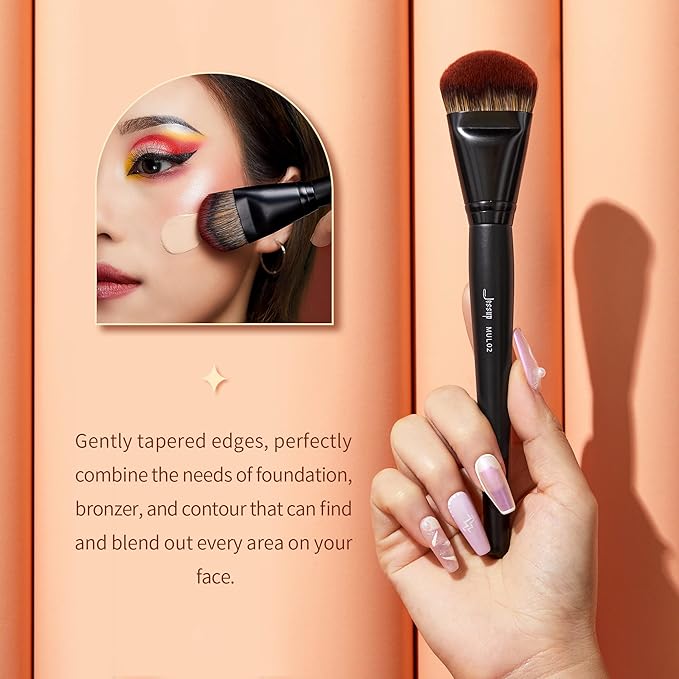 Jessup Foundation Brush for Liquid, Smooth Angled, Large Face Makeup Brush for Blending Liquid, Cream MUL02