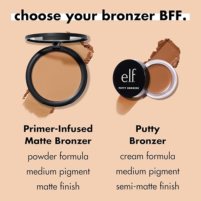 e.l.f. Primer-Infused Bronzer, Long-Lasting, Lightweight & Buildable Powder Bronzer, Delivers A Matte Finish, Vegan & Cruelty-Free, Desert Sun