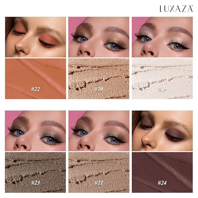 Neutral Eyeshadow Stick Makeup Set, Metallic Shimmer Matte Cream Eye Shadow Eyeliner Brightener Pencil Crayon - Cinnamon Coco