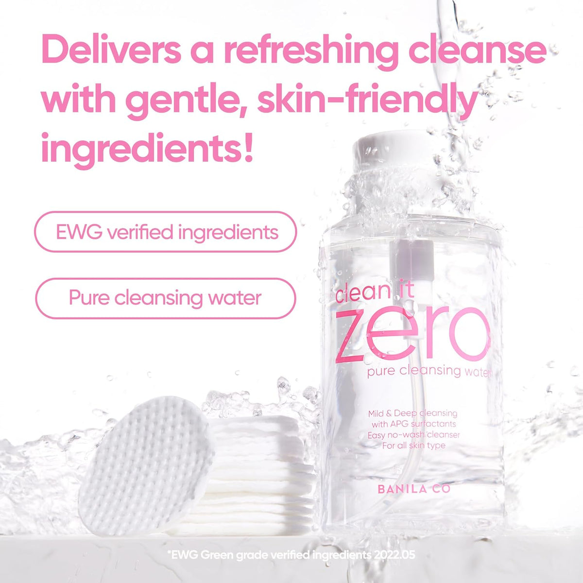 BANILA CO Clean It Zero Pure Cleansing Water | Gentle Cleanser for Sensitive Skin | Micellar Water Makeup Remover No Rinse & Oil Free (310ml / 10.48 fl.oz)