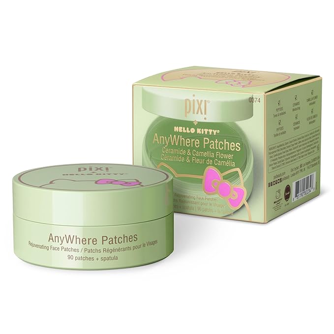 Pixi + Hello Kitty AnyWhere Patches, Multipurpose Hydrogel Under-Eye Patches, Hyaluronic, Caffeine & Retinol Eye Patches For Under Eyes, Revitalize Eye Area, 45 pairs / 90 Patches