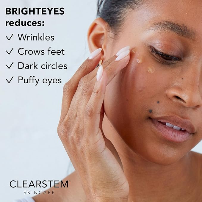 CLEARstem - BRIGHTEYES - Nourishing Anti-Aging Eye Gel - For Puffy Eyes, Crow's Feet, & Dark Circles - Made with Collagen, Stem Cells, Peptides & Aloe Vera - Vegan - Gluten Free - Men & Women - 0.6 oz