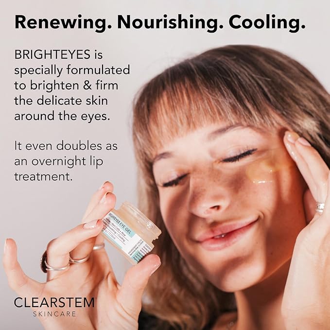 CLEARstem - BRIGHTEYES - Nourishing Anti-Aging Eye Gel - For Puffy Eyes, Crow's Feet, & Dark Circles - Made with Collagen, Stem Cells, Peptides & Aloe Vera - Vegan - Gluten Free - Men & Women - 0.6 oz
