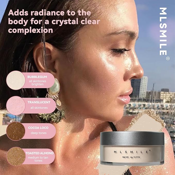 AKARY Dark Brown Translucent Setting Powder, Shimmer Finishing Powder Oil Control for Long Lasting Makeup, Lightweight Loose Powder Waterproof Makes Skin Downy, Blurring Powder for Deep Tones, 04