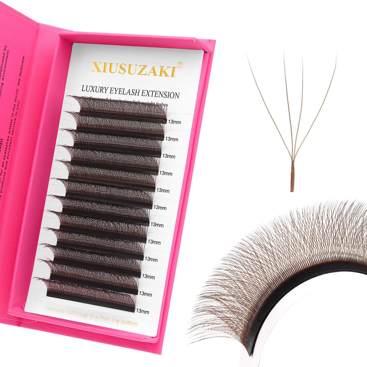 Lash Extensions Brown 4D Eyelash Extensions W Lashes 0.07mm Thickness D Curl Lashes Mix 8-15mm Colored Lashes Soft Lash Trays Pestañas Pelo a Pelo Individual Lashes(W-Brown-4D-0.07-D,8-15mm)