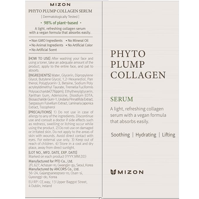 MIZON Phyto Plump Collagen Special Duo Set - Phyto Plump Eye Gel Patch & Serum Vegan Formula, Vegan Skincare Kit, Korean Skincare