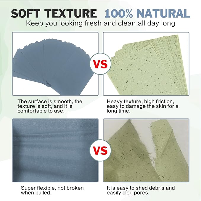 Natural Bamboo Charcoal Oil Absorbing Tissues - 6pk/600 Oil Blotting Sheets For Face, Oil Control Film, Oil Absorbing Sheets, Makeup Friendly