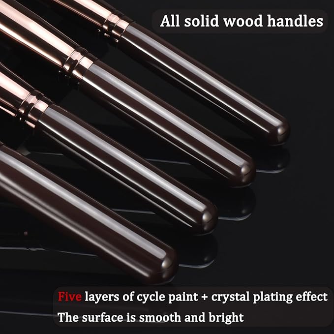 10 Piece Black brown Makeup Brushes and 10 Piece Makeup Sponge – Wooden Handle,with Soft Synthetic Bristles,|Professional Makeup Brushes set for Women & Girls|