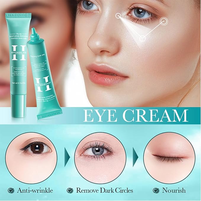 2 PCS Hyaluronic Acid Repair Eye Cream for Dark Circles,Bags Under and Puffiness,Eye Wrinkle Firming Cream Moisturise Repairing Thghten Eye Skin Care