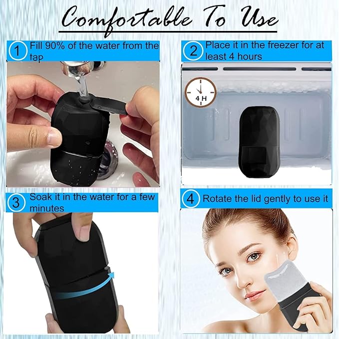 Ice Roller for Face and Eyes, Face Massager Use for Tighten & Double Skin Tone, Enhance Your Natural Glow with Ice Face Roller (Smoky Black)
