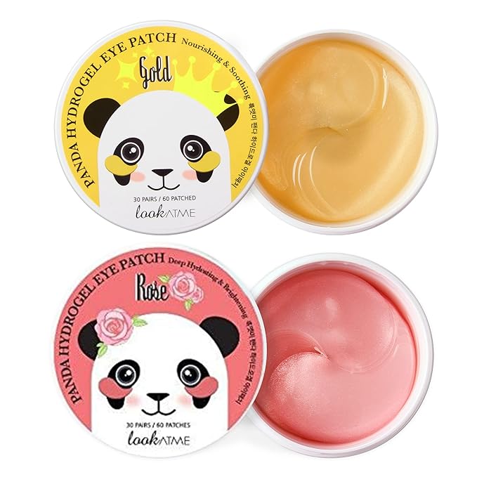 LOOKATME Korean Eye Mask for Dark Circles and Puffiness, Hydrogel Eye Patch for Eye Bags with Rose Gold (60pcs x 2pk), Eye Masks for Puffy Eyes, Hyaluronic Acid and Collagen, Premium Eye Gel Pads