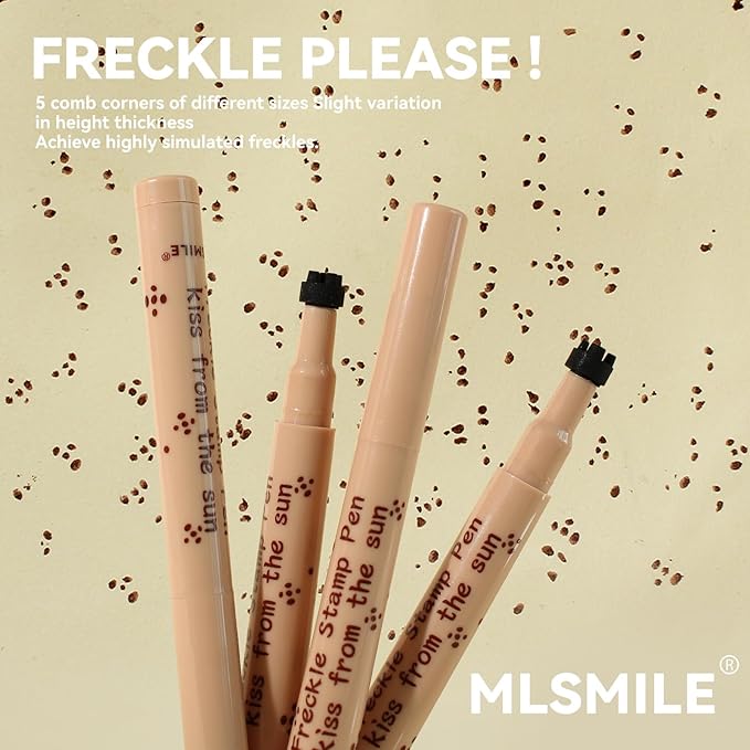 AKARY Stamp Freckle Pen Natural Lifelike Fake Freckles Makeup, Waterproof Long Lasting Quick Dry 5 Comb Corners Natural Like Face Freckle Makeup Pen for Effortless Sunkissed Makeup, 02-Natural Coffee