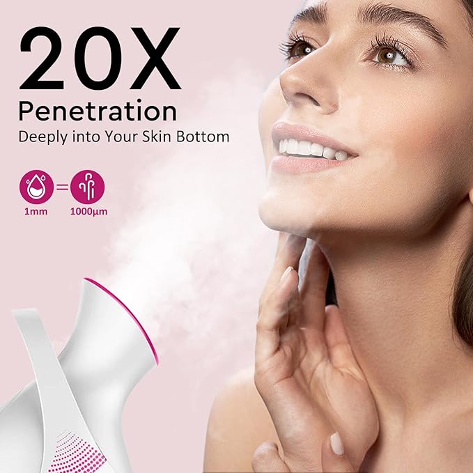 Amconsure Facial Steamer - Nano Ionic Face Steamer Warm Mist Steamer for Home Sauna SPA, Humidifier for Face Steamer for Deep Cleaning Unclogs Pores Sinuses - Bonus 5 Piece Stainless Steel Skin Kit