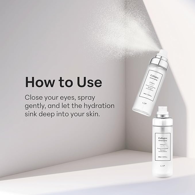 LIZK Collagen Serum Spray for Face 100ml (3.38 fl.oz) Glass Skin,easy to use, sparying at last step in skincare,body care, moisture mist, korea cosmetics