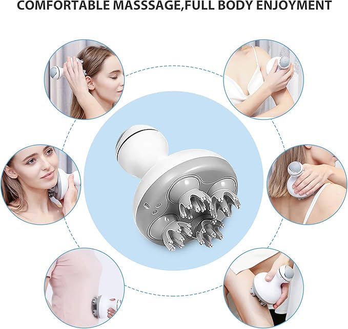 COMFIER Electric Cordless Hair Scalp Massager with Kneading 84 Massage Nodes, Handheld Portable Head Scratcher Massager for Hair Growth, Deep Clean and Stress Relax, Gifts for Men Dad