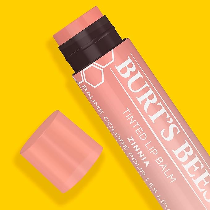Burt's Bees Lip Tint Balm with Long Lasting 2 in 1 Duo Tinted Balm Formula, Color Infused with Deeply Hydrating Shea Butter for a Natural Looking Buildable Finish, Raspberry Zinnia (2-Pack)