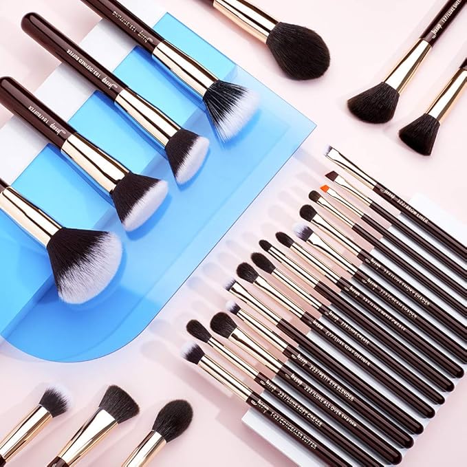 Jessup Makeup Brushes Set Professional, 25PCS Premium Natural Powder Foundation Eyeshadow Blending Concealer Blusher Highlight Labeled Brushes, T280