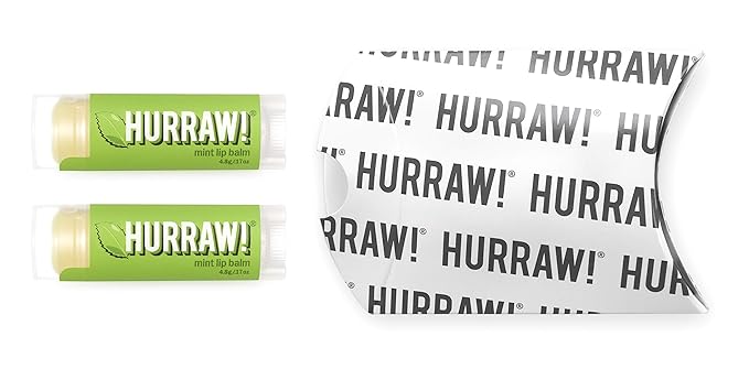 Hurraw! Mint Lip Balm, 2 Pack: Organic, Certified Vegan, Cruelty and Gluten Free. Non-GMO, 100% Natural Ingredients. Bee, Shea, Soy and Palm Free. Made in USA