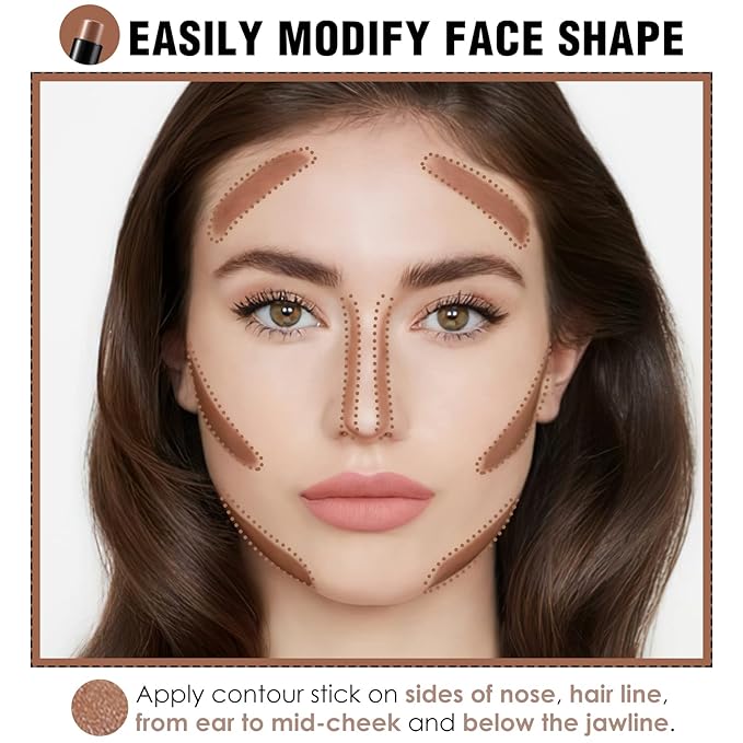 FOCALLURE Cream Contour Stick, Matte Bronzer Stick, Professional Face Shaping & Contouring Stick Makeup, Easy to Apply with Buildable Coverage, Long Lasting & Sweatproof, CIDER