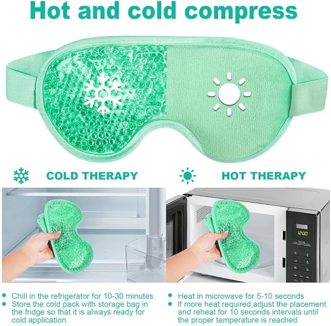 ONLYSKY BEAUTY Cold Eye Mask Cooling Gel Eye-Mask for Dry Eyes, Eye relax and Pressure Release as Gift for women (Green)