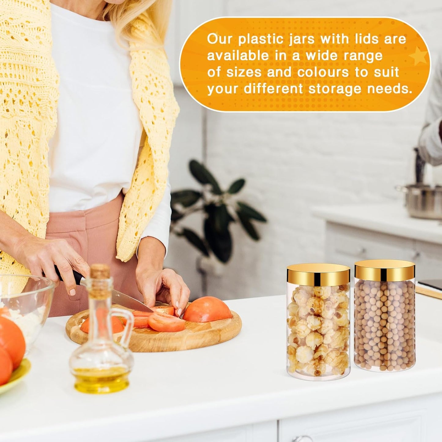 Patelai 4 Pieces Round Wide-mouth Leak Proof Plastic Container Jars with Lids for Travel Storage Makeup Beauty Products Face Creams Oils Salves Ointments DIY Making(10 Ounce,Gold)
