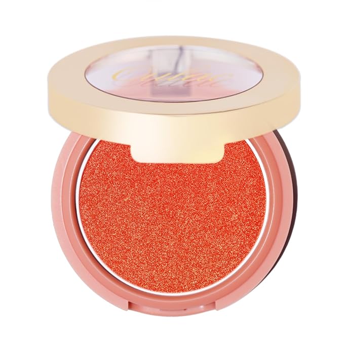 Oulac Luminisers Powdery Blusher for Cheeks Face Glow,Brighten Skin As Highlighter Makeup, Shimmer Blusher,Buildable and Vegan Cosmetics,4.8g F10 Tangerine Tango