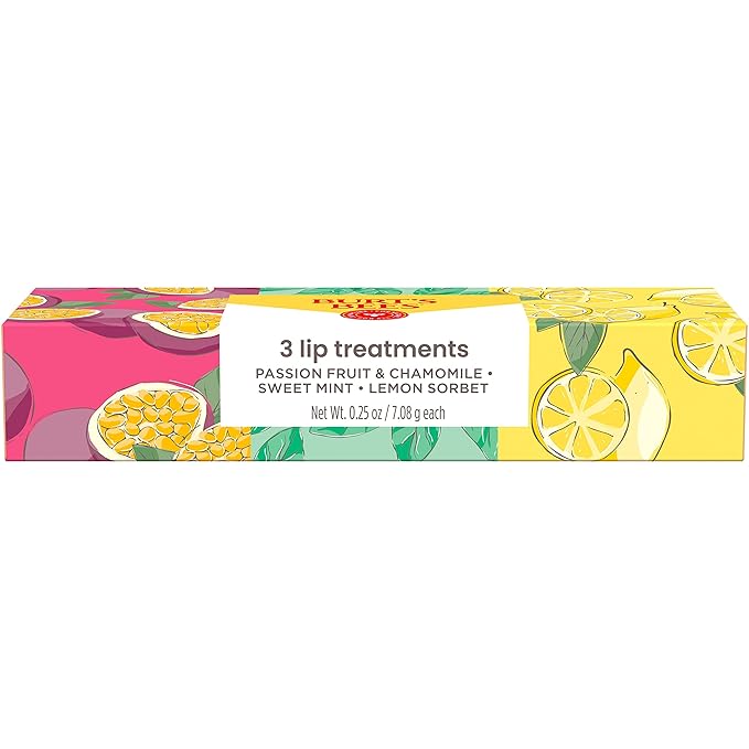 Burt's Bees Lip Mask Set- Overnight Intensive Treatment Revives & Nourishes for All Day Hydration, College Back to School Dorm Essentials, Passion Fruit & Chamomile, Sweet Mint & Lemon Sorbet
