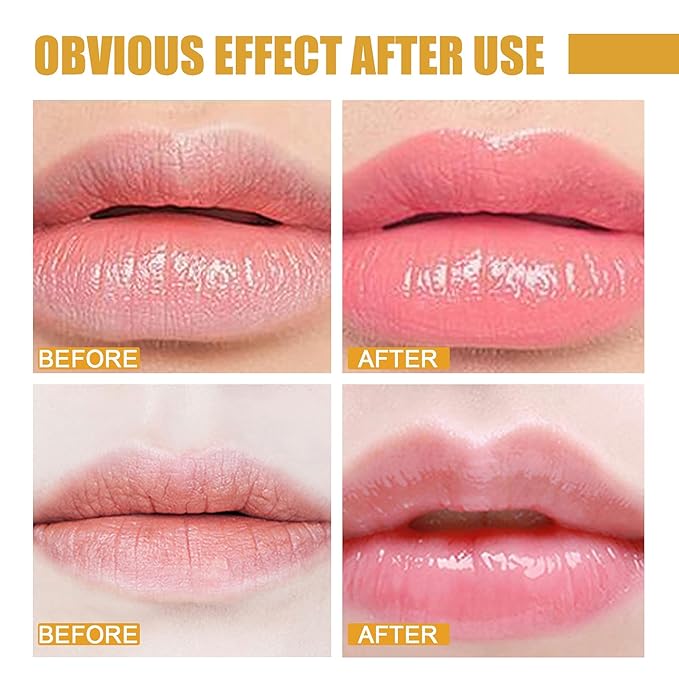 4PCS Nourishing Bee Lip Balm Honey Pot, Honey & Strawberry Lip Mask Moisturizing Lip Balm with Brush, Hydrating & Prevention Dry and Cracked Lips Reduces Lip Lines Lip Care Product