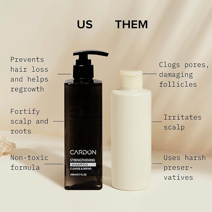 CARDON Hair Growth Set - Strengthening Shampoo and Conditioner for Men, Boost Hair Growth and Prevent Thinning, Korean Haircare for Healthy Scalp and Deep Conditioning (2 Bottles)