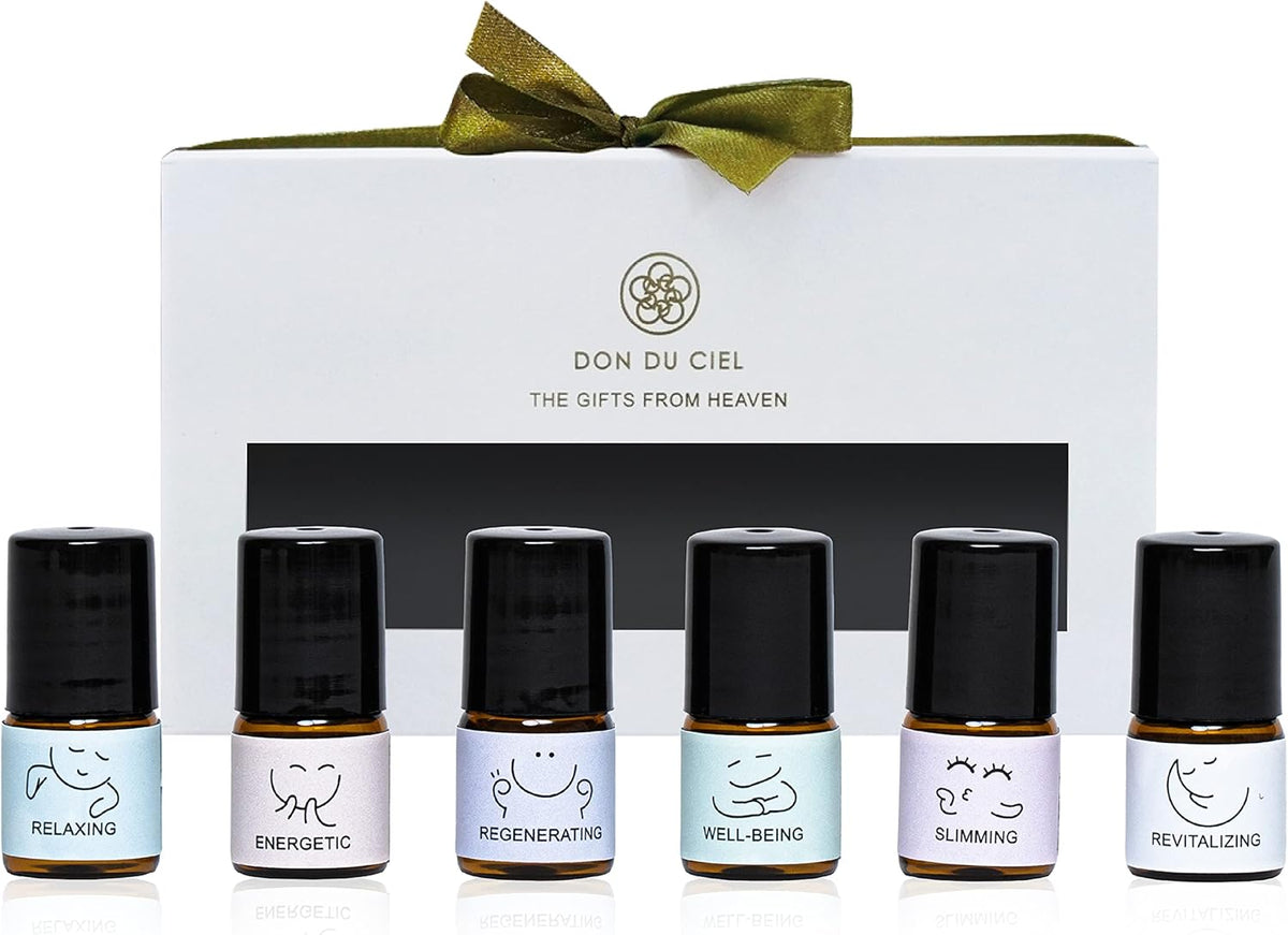 Essential Oil Roll On Blend, Orchid Oil Gift Set, Well-Being, Body Care, Massage, Relaxing, 6 Pack, 0.07oz (White-Small, Orchid)