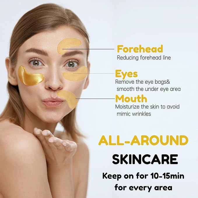 Golden Under Eye Patches for Puffy Eyes & Eye Bags & Wrinkles, Under Eye Patches for Dark Circles,Collagen for Eye Bags, Under Eye Collagen Patches