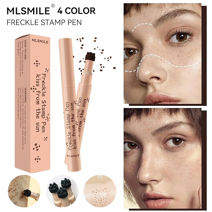 AKARY Stamp Freckle Pen Natural Lifelike Fake Freckles Makeup, Waterproof Long Lasting Quick Dry 5 Comb Corners Natural Like Face Freckle Makeup Pen for Effortless Sunkissed Makeup, 02-Natural Coffee