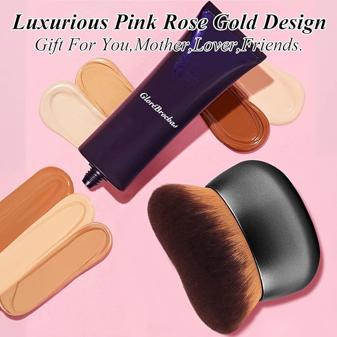 75MM Extra Large Self Tanner Kabuki Makeup Brush – Ultra Soft Dense Vegan Bristles for Body Makeup, Bronzer & Foundation–Applies Tanning Mousse, Lotion & Self Tanner–Black, Wet & Dry
