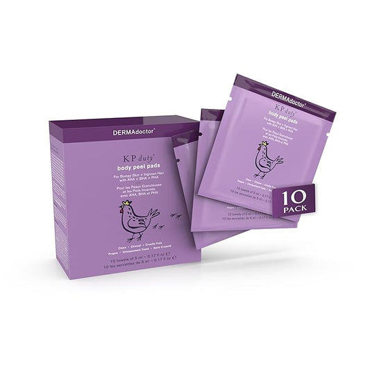 DERMAdoctor KP Bump Eraser Extra Strength Peel Pads – Exfoliating Body Treatment for Keratosis Pilaris, Body Acne & Rough Skin | AHA + BHA + PHA Formula | Dermatologist Developed
