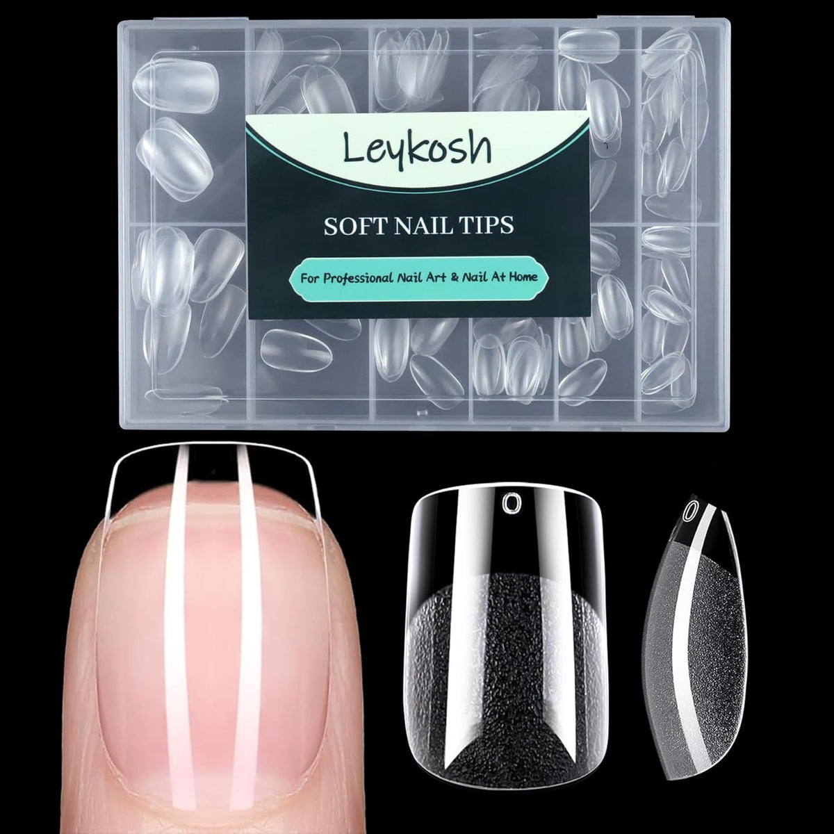 Short Square Nail Tips, 216pcs Acrylic Soft Fake Nails Gel Nail Tips, Full Cover Pre-Shaped Matte Clear Press on Nails for Extension, Diy at Home Manicure 12 Sizes