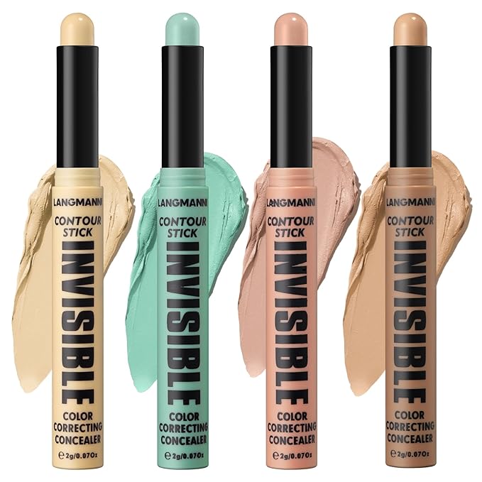 Jolilab 4 Color Contour Stick Concealer Stick Cream Palette Contour Multifunctional Contouring Makeup Kit for Face Highlighter Makeup Stick Set Long Lasting & Waterproof(01+02+04+06, 1)