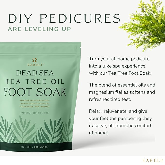 Tea Tree Oil Foot Soak, Dead Sea Magnesium Bath Salt Flakes with Essential Oils, 3lb