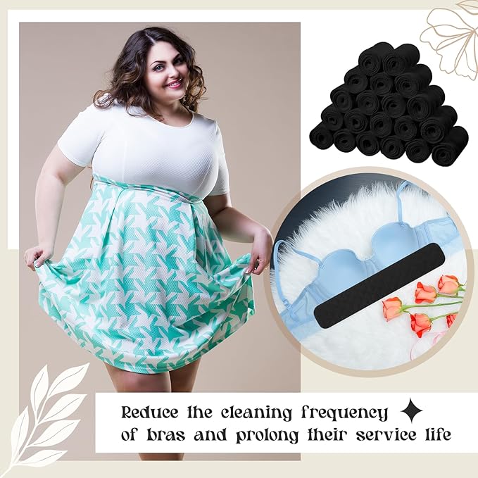 Toulite 20 Pcs Bra Liners for Sweat 18x3 Inch 3 Layer Washable Rectangle Cotton Under Breasts Pads for Women Absorb Sweating
