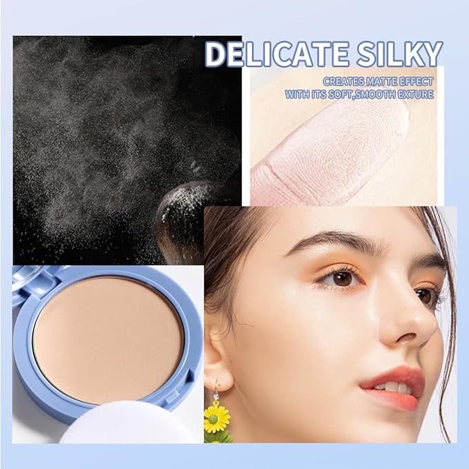 Oil Control Face Pressed Powder,Matte Smooth Setting Powder Makeup,Waterproof Long-Lasting Makeup Setting Powder,Oil Control Flawless Finish,Lightweight,Residue-Free (01 CALASSIC IVORY)