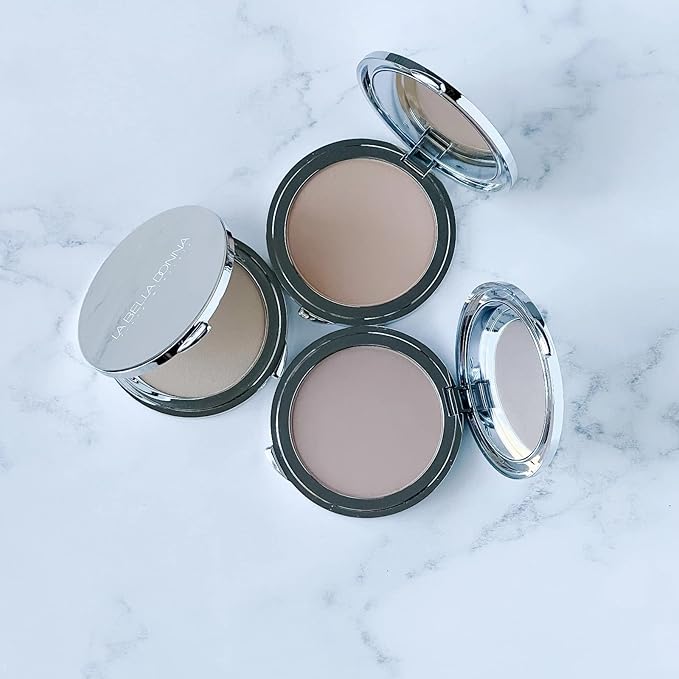 La Bella Donna Compressed Mineral Foundation - Amber, 12 oz Pressed Powder Makeup for All Skin Tones, Long Lasting Full Coverage Sun Kissed Tan